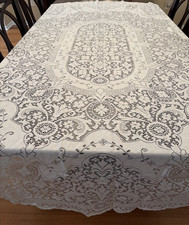 Vintage Quaker Lace Tablecloth #1100 Embassy Ivory Oval 66”x84” Victorian NWOT picture
