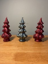 Vintage 50's Set of 3 Gurley Christmas Tree Wax Candles, 2 Red & 1 Green picture