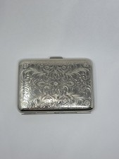 Vintage Two-Sided Silver Florentine Design Engraved Slim Pocket Case picture