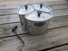 Set Of 3 Vintage Wear-Ever Aluminum Triangle Wedge Pots Chambers Stove Camping picture
