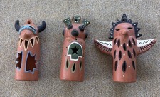 3 Vtg Folk Art Ornament Luminary Signed By Robin Chlad picture