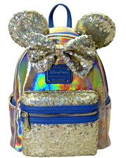 Disney Parks Minnie Gold Shimmer Sequin Iridescent Loungefly Bag Backpack New picture