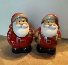 Vintage Ceramic Santa Claus Salt and Pepper Shakers Set Christmas Holiday Decor picture