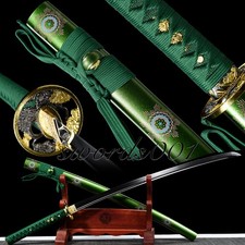 lucky green japanese samurai katana warrior sword carbon steel full tang sharp picture
