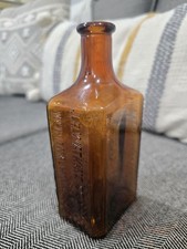 VINTAGE AMBER WATKINS DANDRUFF REMOVER & SCALP TONIC BOTTLE WINONA, MN 1910'S picture