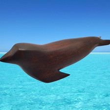 Vintage Hand Carved Hardwood Gliding Sea Lion Sculpture 15.99 picture