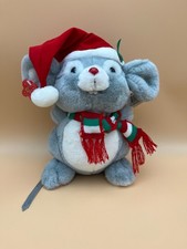 Vintage Russ Berrie Christmas Mouse Mischief Plush with Santa Hat Scarf - Tags picture
