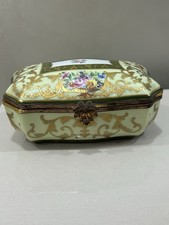 Vintage Le Tallec Floral France Trinket box w/gold gilt. Large. France picture