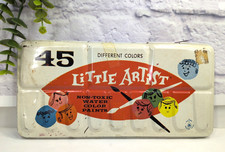 🎨Vntg Avalon Little Artist Paint 45 Watercolors Tin Litho Case England NonToxic picture