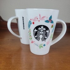 Starbucks 2019 Tall Christmas Doves & Missle Toe Coffee Mug Tea Cup  12oz  picture