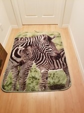 Vintage Zebra Animal Print Reversible Blanket Throw Shavel Home Products RARE picture