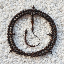 100 Golden Black Coral Indonesian Prayer Beads Subha 8-9 MM Yusr Islamic Tasbih picture