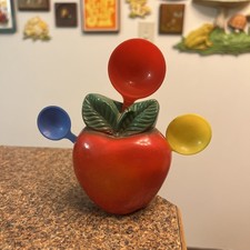 Vintage Apple Chalk Ware with Measuring Spoons picture