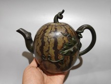 Vintage Chinese Zisha Teapot Watermelon Pot 450cc 21cm Jiang Rong Style Item picture