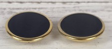 (2) Vintage MCM Gold Tone w/ Black Center Metal Shank Buttons picture