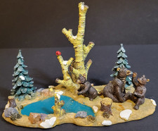 Lemax Christmas Village Town Mama Bear And Cubs 03341 Wilderness Animals Pond picture