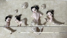 Vintage 1950's Mermaid Wall Plaques Set- 7 Pc Ceramic Mermaids w/ Bubbles. RARE picture