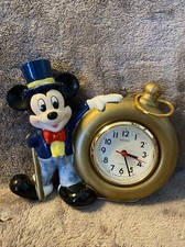 Seiko Disney Mickey Mouse w/Top Hat Cane Pocket Watch Clock Porcelain picture
