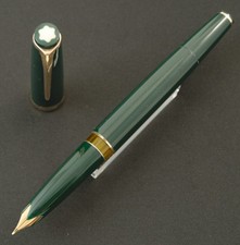 Authentic Vintage Montblanc 14 Rare Green 18C Gold F Piston Fountain Pen Service picture