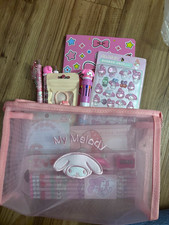 Sanrio My Melody Pink Writing Set Mesh Zipper Pouch Stationery Set picture