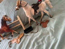 2 VTG Horses Model with Saddle and Bridle Quality Made 10” High Western + Extras picture