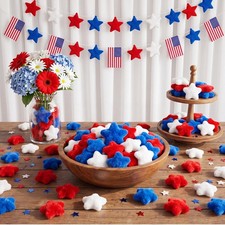 120 Pcs Veterans Day Patriotic Plush Star Decorations Bulk, 1.77 Inches picture