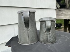 RARE MEASURE TINY EARLY GRAY RIVETED BEAUTIFUL GRANITE ENAMELWARE ANTIQUE each picture