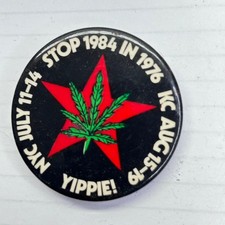 Yippie Stop 1984 in 1976 NYC KC Pinback Button Democrat Convention Protest picture