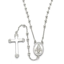 Beautiful Sterling Silver Rosary Necklace - 24