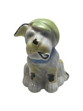 Vintage Occupied Japan Dog Figurine Green Hat Puppy 3” Hand Painted picture