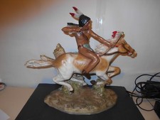 RARE Vintage Universal Statuary Corp Chicago 1981 Indian on Horseback 060 picture