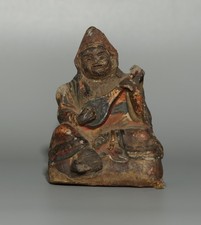 Real Tibet 1700s Antique Clay Tsa Tsa Buddha Statue Eastern Sky King Dhrtarastra picture