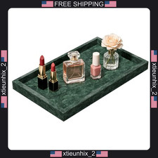 Marble Vanity Tray with Non-Slip Pads 11.8x7.9in Emerald Green picture