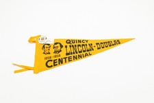 Vintage 1958 Lincoln-Douglass Debate Centennial Quincy Souvenir Felt Pennant 22