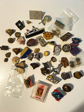 Mixed Lot Vintage Enamel Lapel Pins & Pinbacks Military GE NAACP Liberty picture
