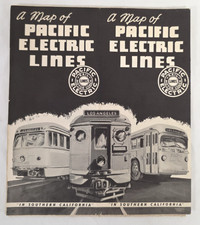 1949 Pacific Electric Railway Red Car System Map Los Angeles California PE picture