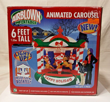 Gemmy Airblown Inflatable Holiday Carousel 6 Ft 2005 Vintage TESTED WORKS 100% picture