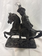 Antique Spelter Statue Buffalo Bill Wild West Cavalier Statue W/intact Lasso picture