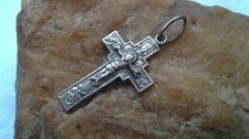 VTG / ANTIQUE SOLID STERLING SILVER ORTHODOX CROSS CRUCIFIX “HOLY FACE OF JESUS” picture