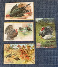ANTIQUE LOT **4** THANKSGIVING GREETINGS EMBOSSED POSTCARDS~3 TUCK'S~ALL POSTED picture