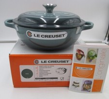LE CREUSET SIGNATURE OCEAN GREEN SOUP POT MARMITE W/LID #22 2.5QT CAST IRON NEW picture