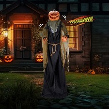 7FT Halloween Decoration Scary Animated Talking Pumpkin Man Spooky Outdoor Decor picture
