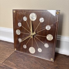 Marion Kay 1964 Last United States Silver Coinage Clock 72 Walnut MCM picture