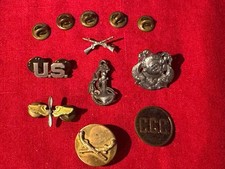 Lot of 7 Vintage US Military Pins & Badges WWII Army Air Corps Navy Diver CCC picture