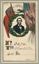 Photo:Abraham Lincoln 1890s Textile Label British American Flags Handshake picture