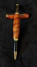 Artisan Handcrafted Exotic Wood & Gold-tone Metal Rollerball Pen Snap Cap picture