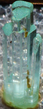 9 CARAT LIGHT BLUE GEM AQUAMARINE CLUSTER 1 X .5 X 3 CM HIGH, AFGHANISTAN #2 picture
