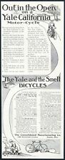1908 Yale California motorcycle Snell bike bicycle illustrated vintage print ad picture