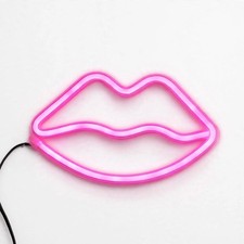 Pink Neon Lips Sign LED Light Wall Decor - Romantic Kiss Night Light for Bedroom picture
