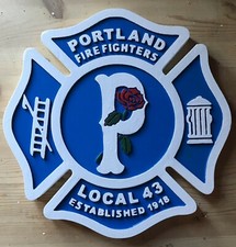 Fire Department Portland 3D routed custom patch sign Custom carved picture